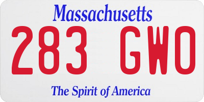 MA license plate 283GW0