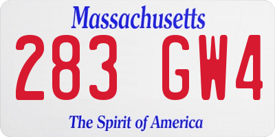 MA license plate 283GW4