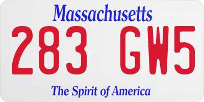 MA license plate 283GW5