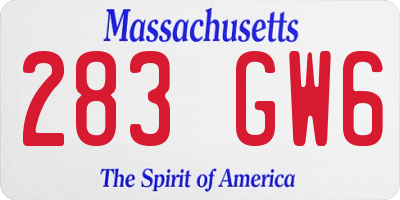 MA license plate 283GW6