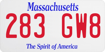 MA license plate 283GW8