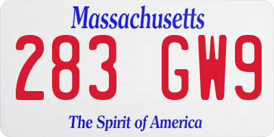 MA license plate 283GW9