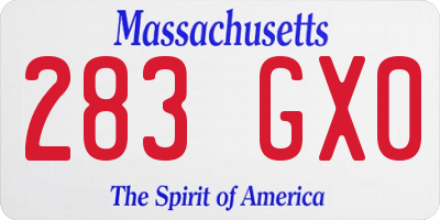 MA license plate 283GX0