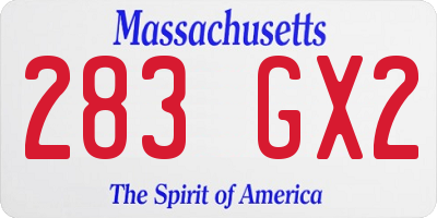 MA license plate 283GX2