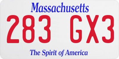 MA license plate 283GX3