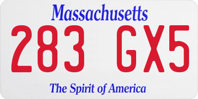 MA license plate 283GX5