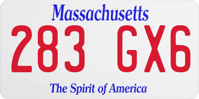 MA license plate 283GX6