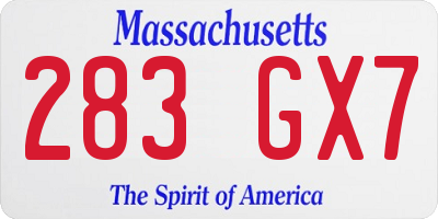 MA license plate 283GX7