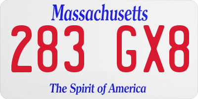 MA license plate 283GX8