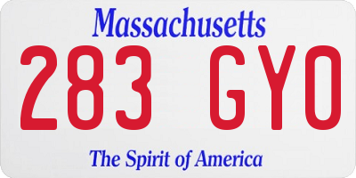 MA license plate 283GY0