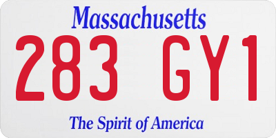 MA license plate 283GY1