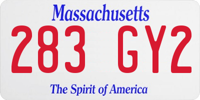 MA license plate 283GY2