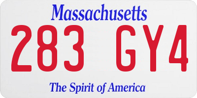 MA license plate 283GY4