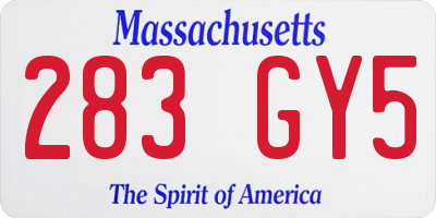 MA license plate 283GY5