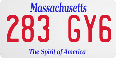 MA license plate 283GY6