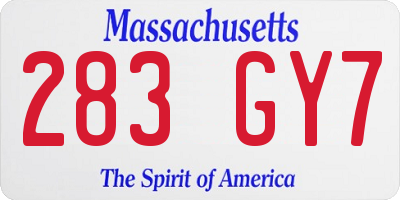 MA license plate 283GY7