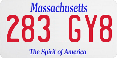 MA license plate 283GY8