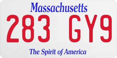 MA license plate 283GY9
