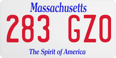 MA license plate 283GZ0
