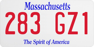 MA license plate 283GZ1