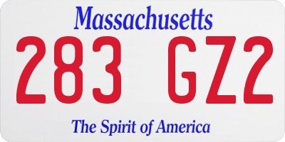 MA license plate 283GZ2