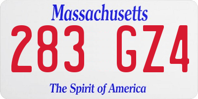 MA license plate 283GZ4