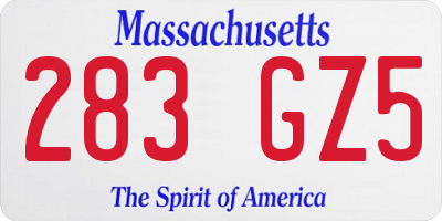 MA license plate 283GZ5