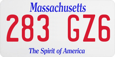 MA license plate 283GZ6