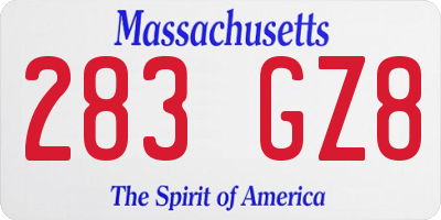 MA license plate 283GZ8