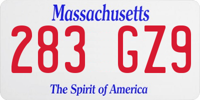 MA license plate 283GZ9
