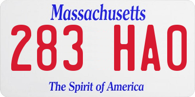 MA license plate 283HA0
