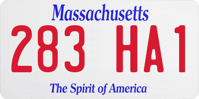 MA license plate 283HA1