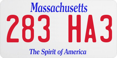 MA license plate 283HA3