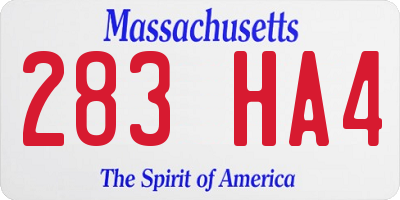 MA license plate 283HA4