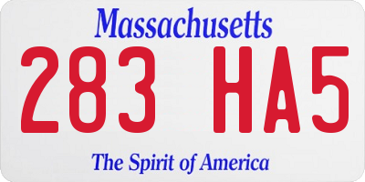 MA license plate 283HA5