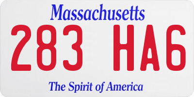 MA license plate 283HA6