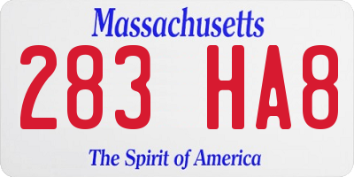 MA license plate 283HA8