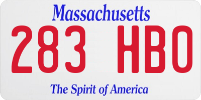 MA license plate 283HB0