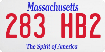 MA license plate 283HB2