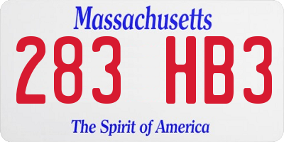 MA license plate 283HB3