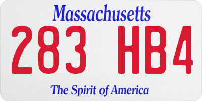 MA license plate 283HB4