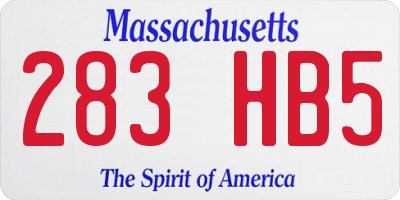 MA license plate 283HB5