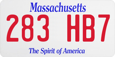 MA license plate 283HB7