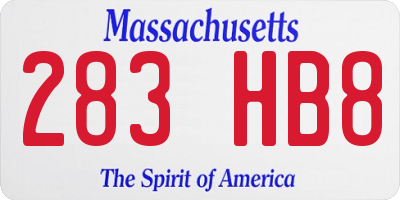 MA license plate 283HB8
