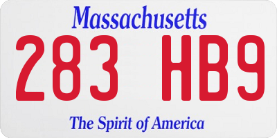 MA license plate 283HB9