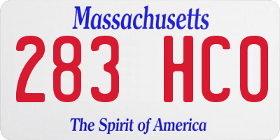MA license plate 283HC0