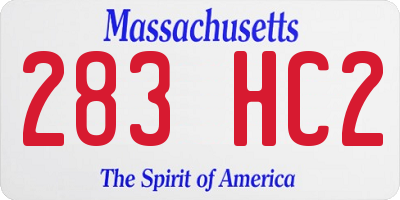 MA license plate 283HC2