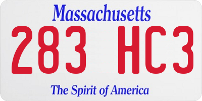 MA license plate 283HC3