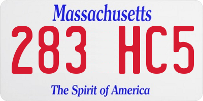 MA license plate 283HC5