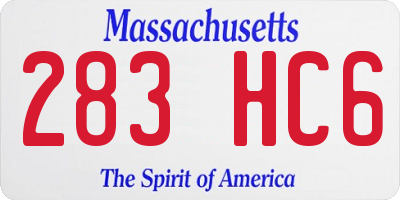 MA license plate 283HC6